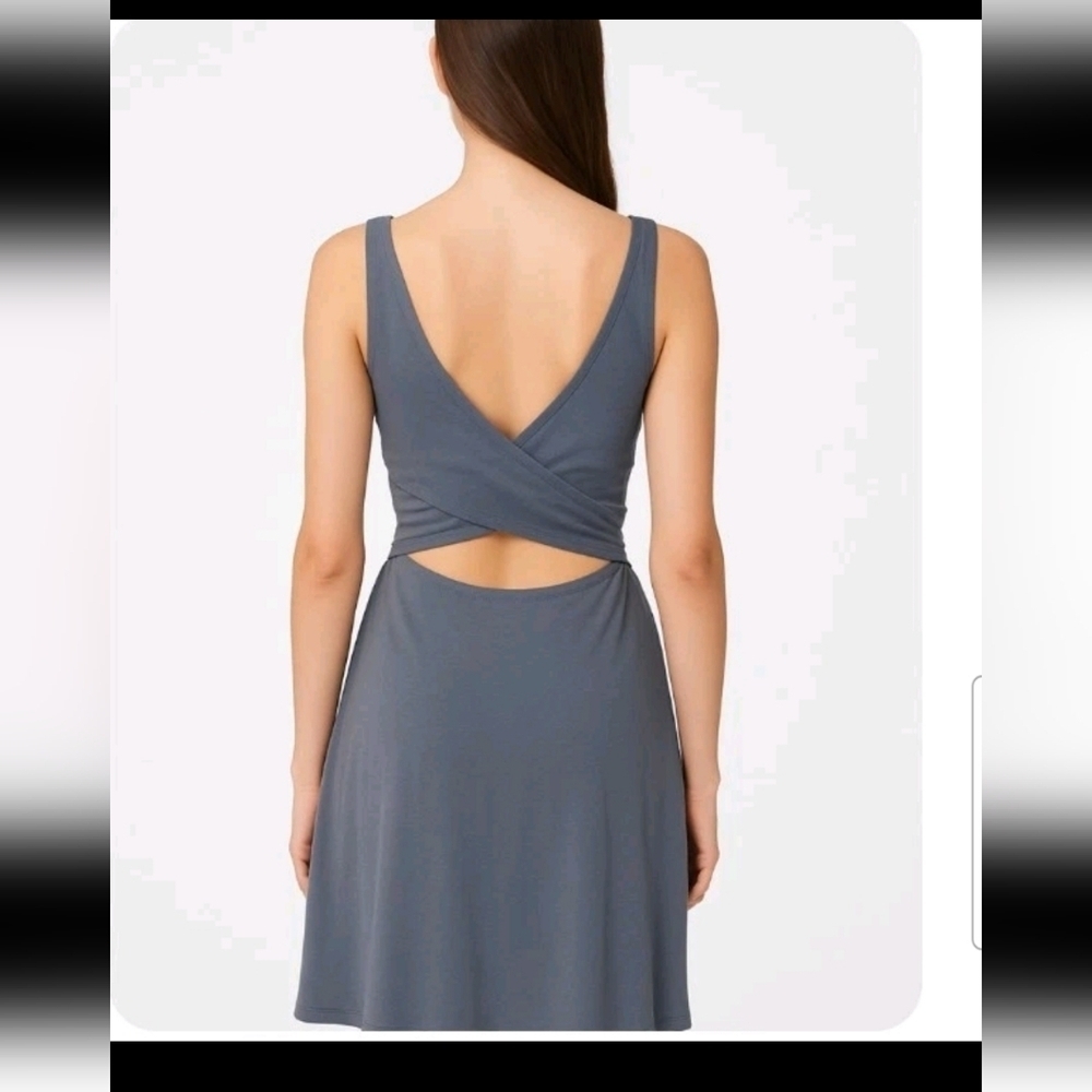 Hollister Womens Gray Open Back Fit And Flare Knee Length Dress L